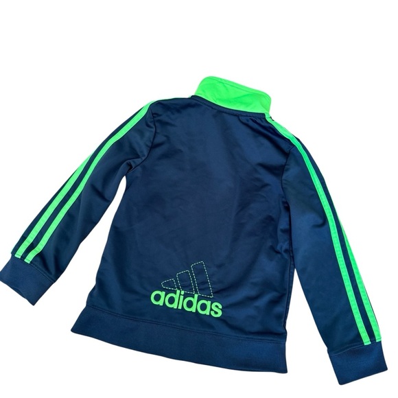 Adidas Athletic Jacket Track Gray Green Full Zip Toddler Boys 4T - Picture 2 of 4